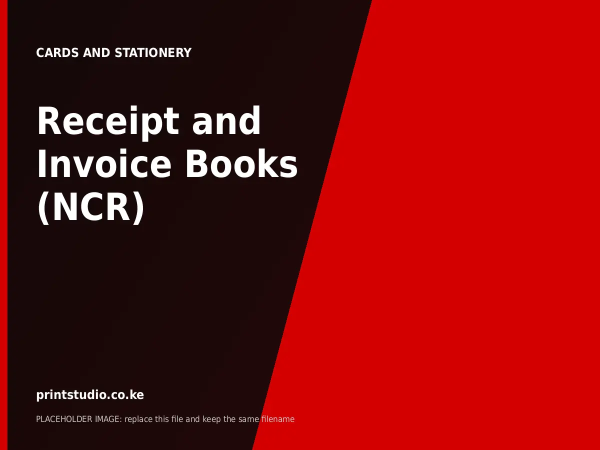 Receipt and Invoice Books (NCR) | Printstudio Kenya Receipt and Invoice Books (NCR) printed by Printstudio in Nairobi, Kenya